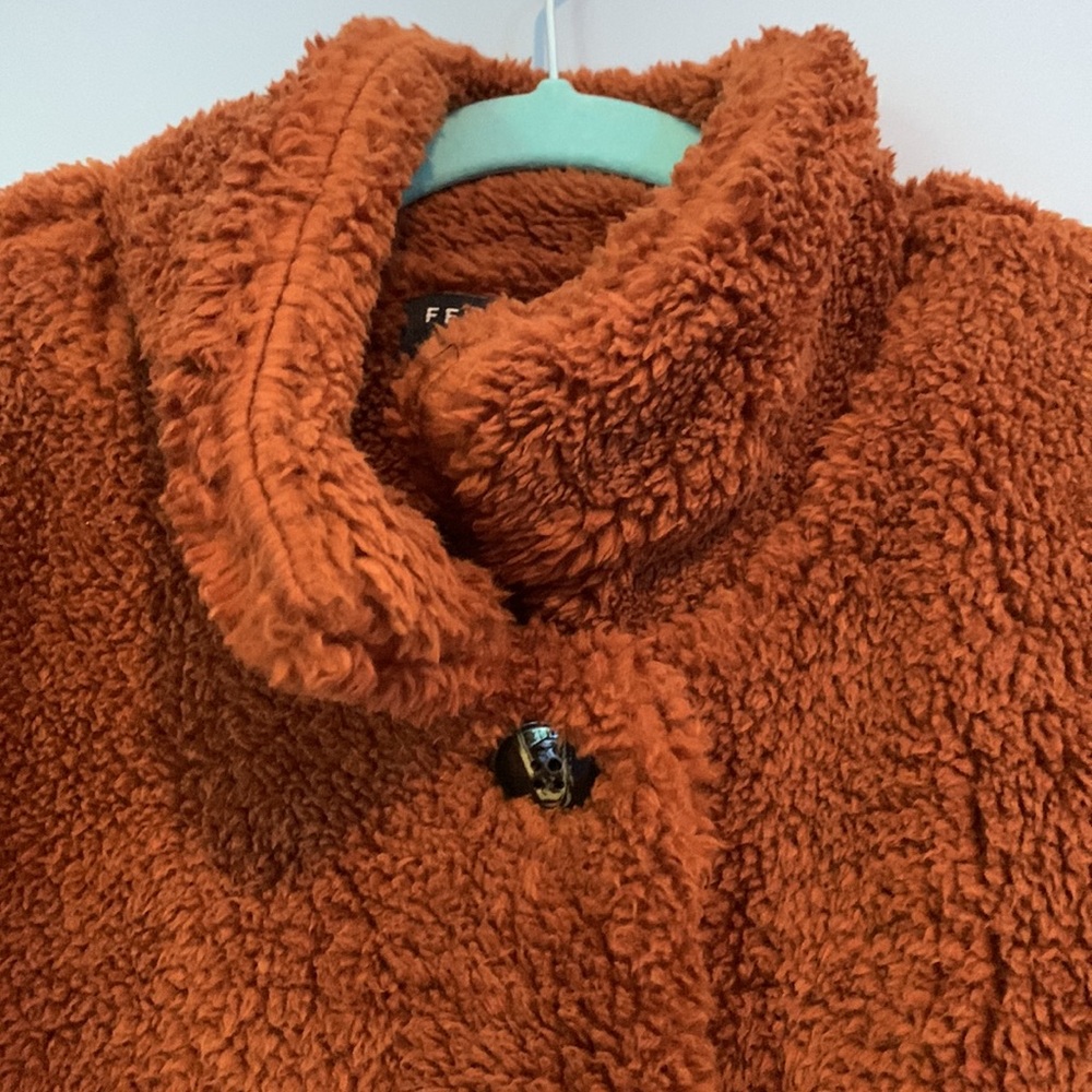 Teddy Bear Button Up Puffy Jacket Rust Color Size… - image 3